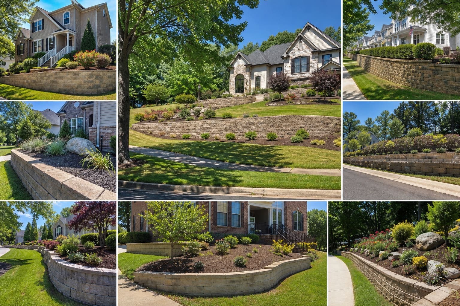Terraced retaining walls across Charlotte Metro yards