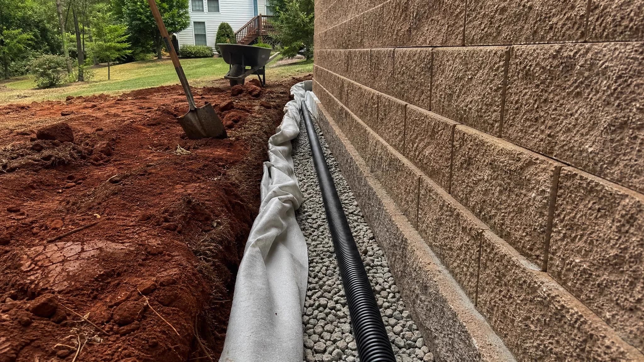 Retaining Wall Drainage in Charlotte, NC project photo